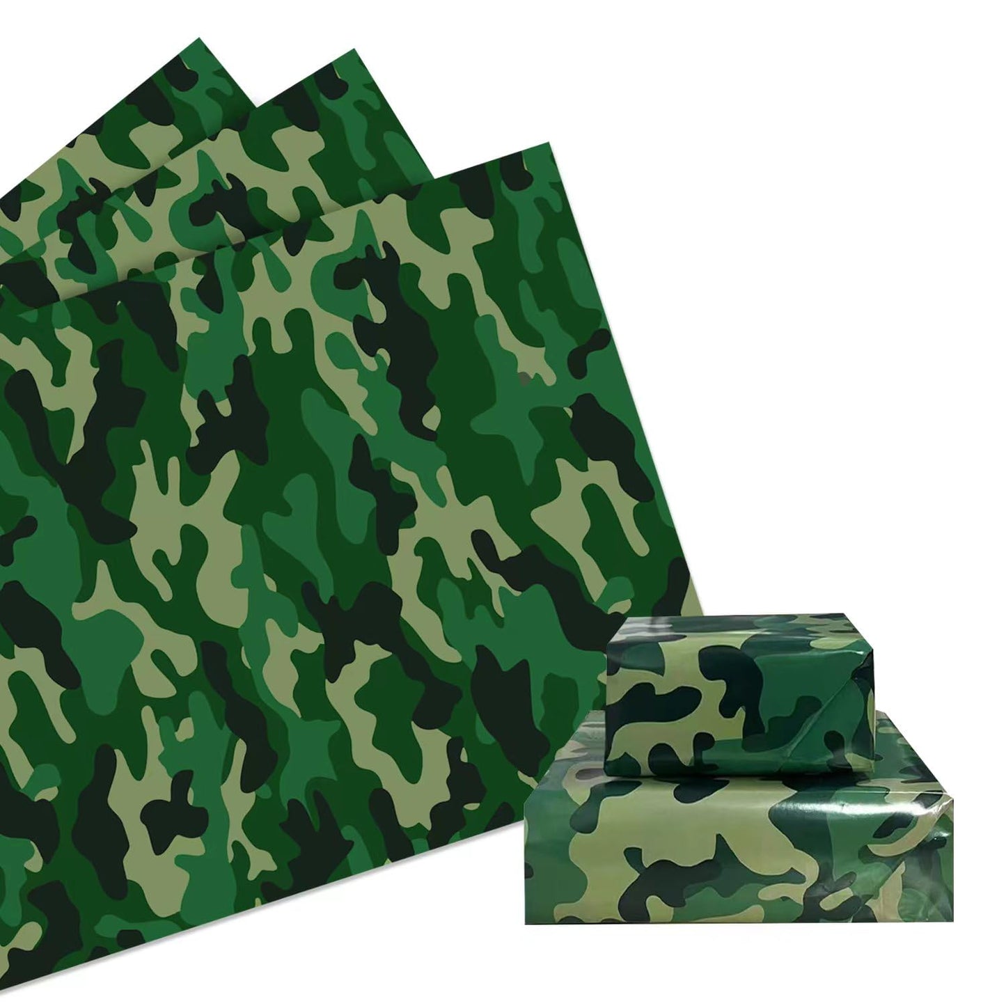 Green Camouflage Kraft Gift Wrapping Paper – Military Army Theme
