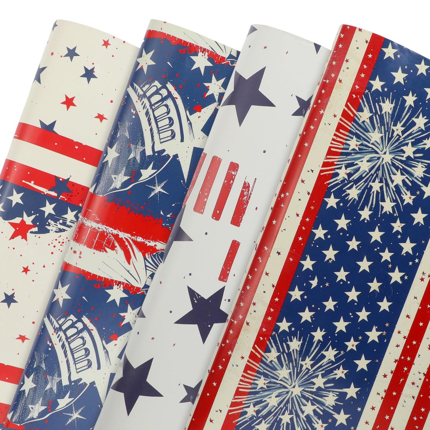 4th of July Patriotic Wrapping Paper - 12 Sheets