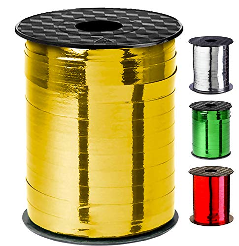 Curly Ribbon Gold for Curling Ribbons 500 Yards – New Years Decoration Gift Wrap Birthday Party Wedding Baby/Bridal Shower Gifts Engagement & Anniversary – Large