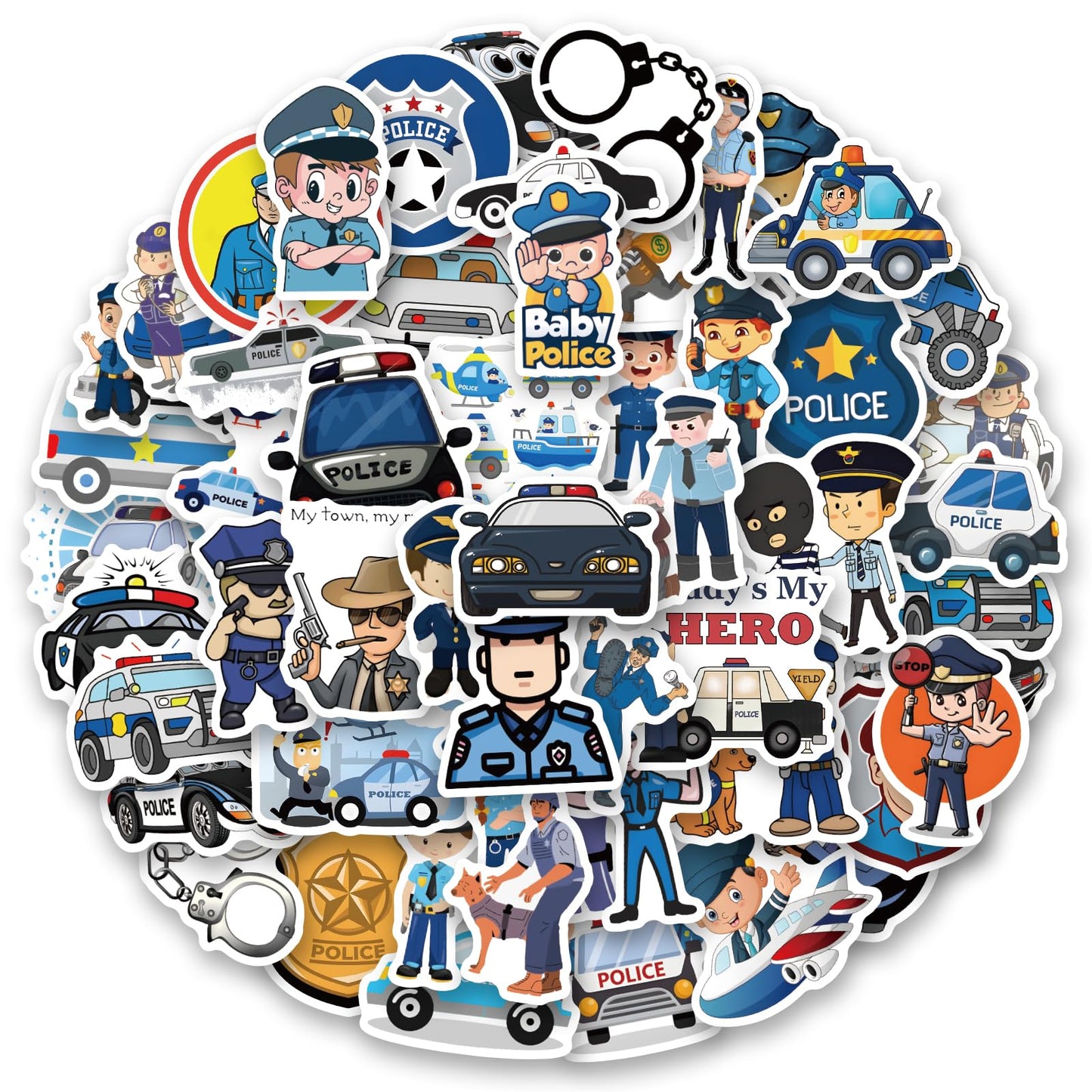 Police Stickers for Kids – 120 Pack, Waterproof Vinyl Decals
