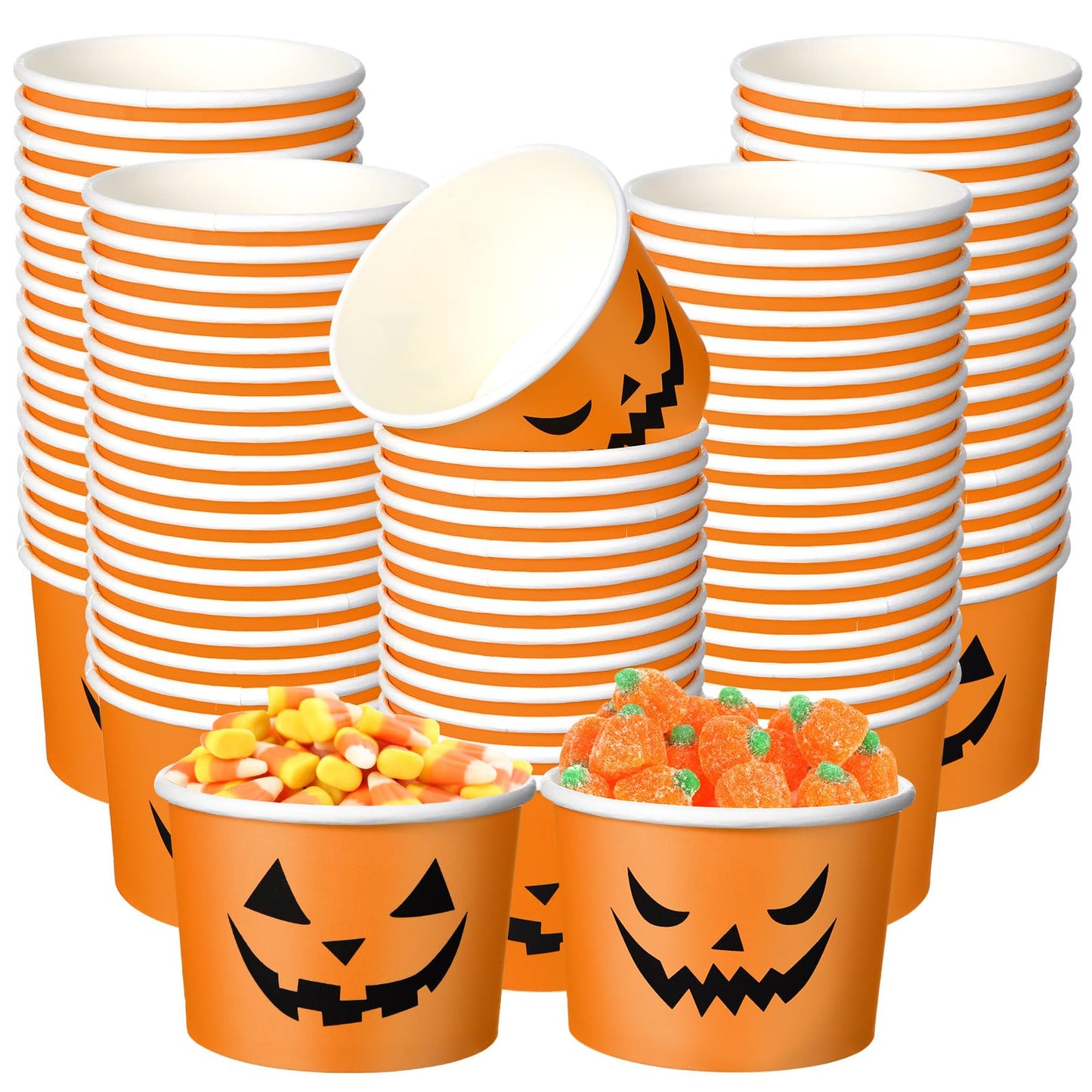 Halloween Pumpkin Paper Snack Cups 9oz – 100 Pack