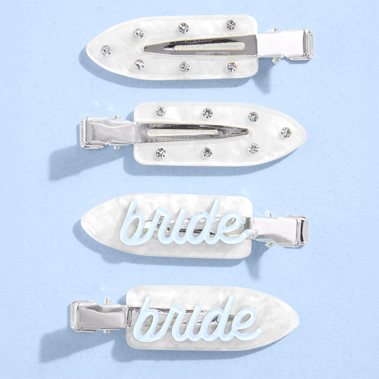 Bride Blue White Hair Clips Bachelorette Party Favor Set