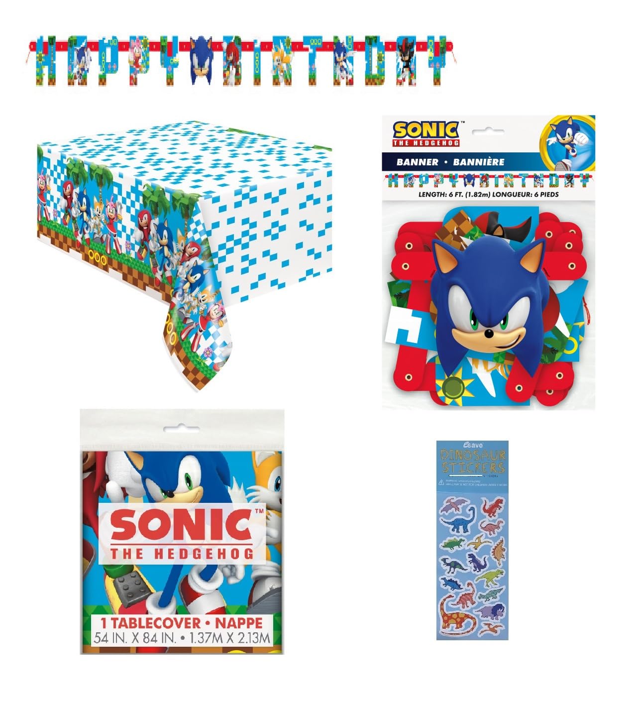 Speedy Blue Hedgehog Character Birthday Party Bundle – Banner, Table Cover & Sticker