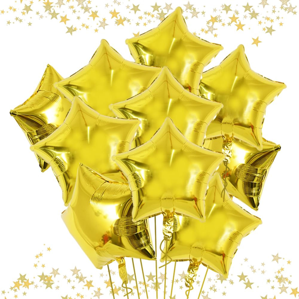 Gold Star Foil Party Balloons 18 Inch - 30 ct