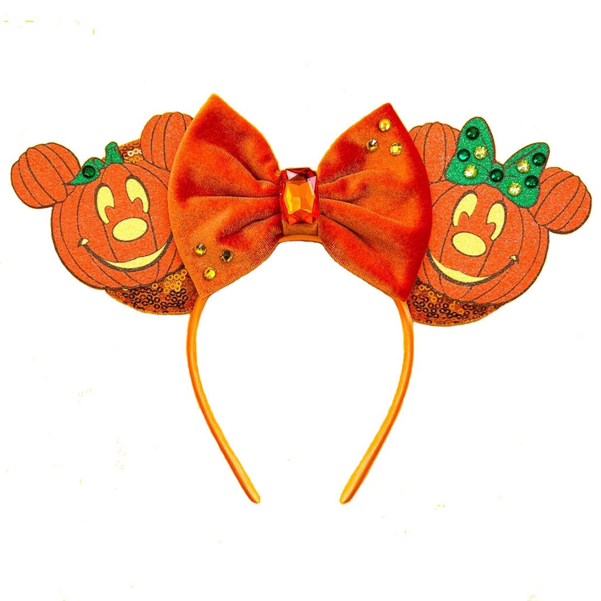 Halloween Pumpkin Ghost Skull & Bat Sequin Bow Mouse Ear Headband