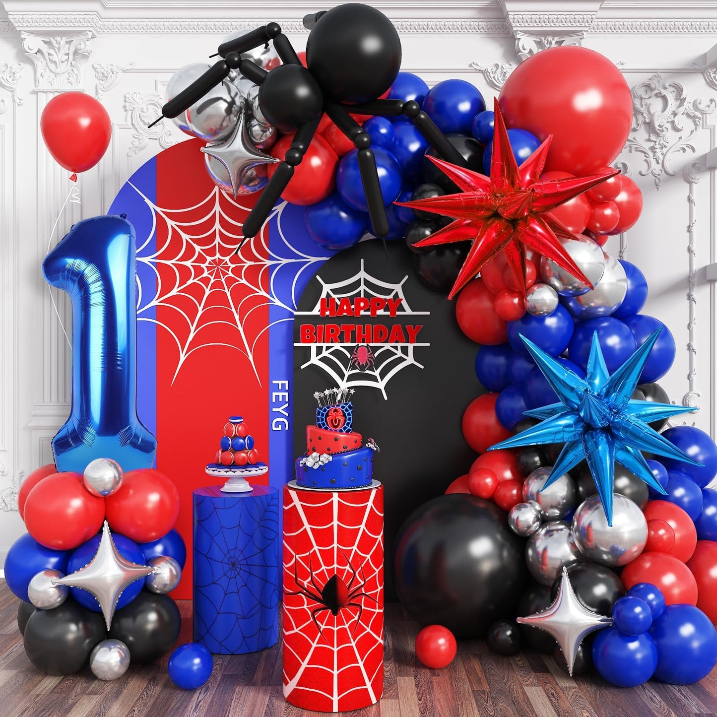 Spider Hero 1st Birthday Balloon Garland Kit