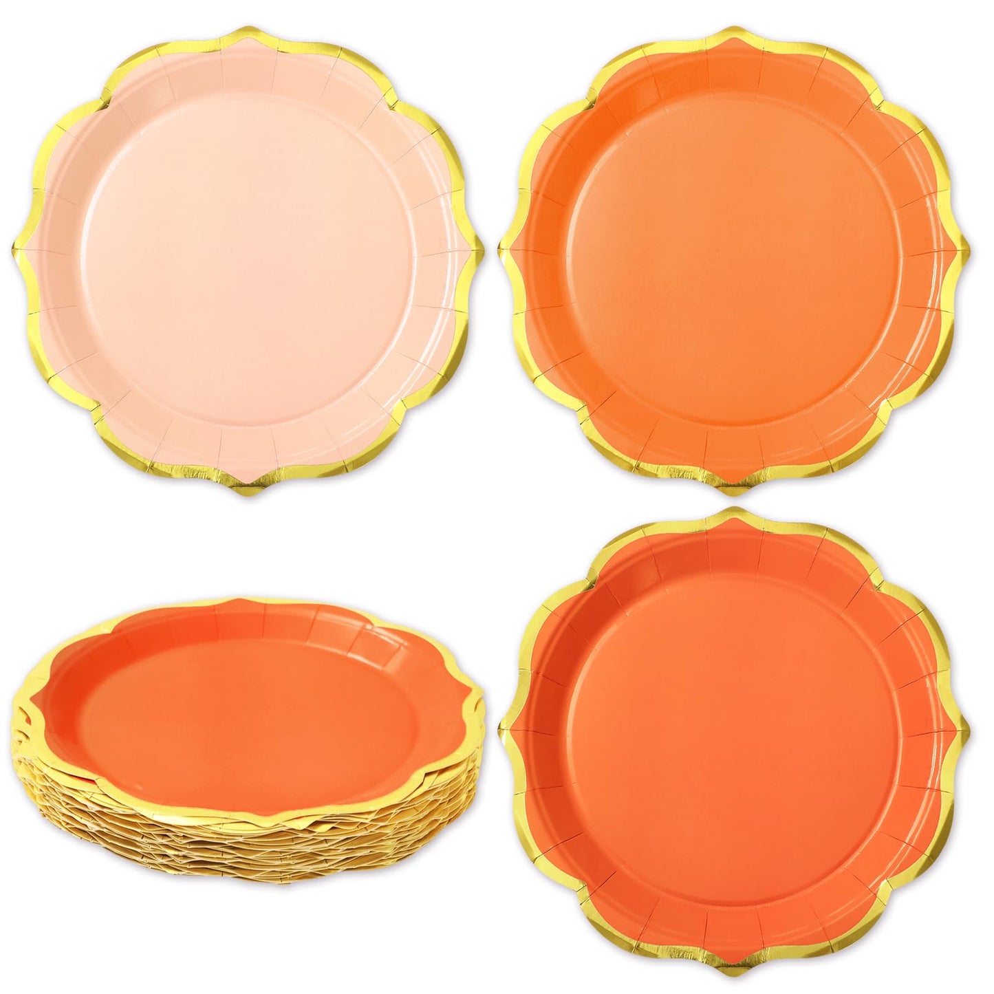 Orange Scalloped Paper Plates 9 Inch - 30 ct