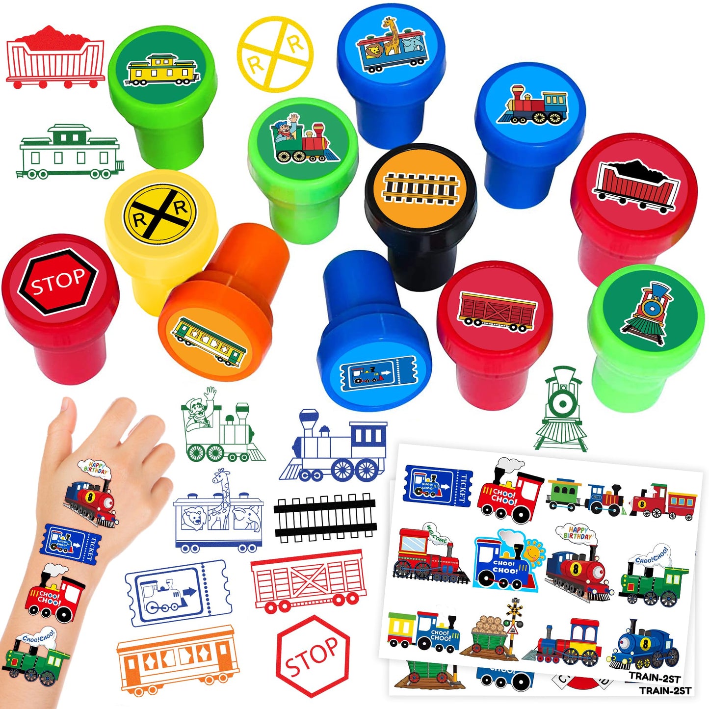Train Stamp and Tattoo Party Favor Set