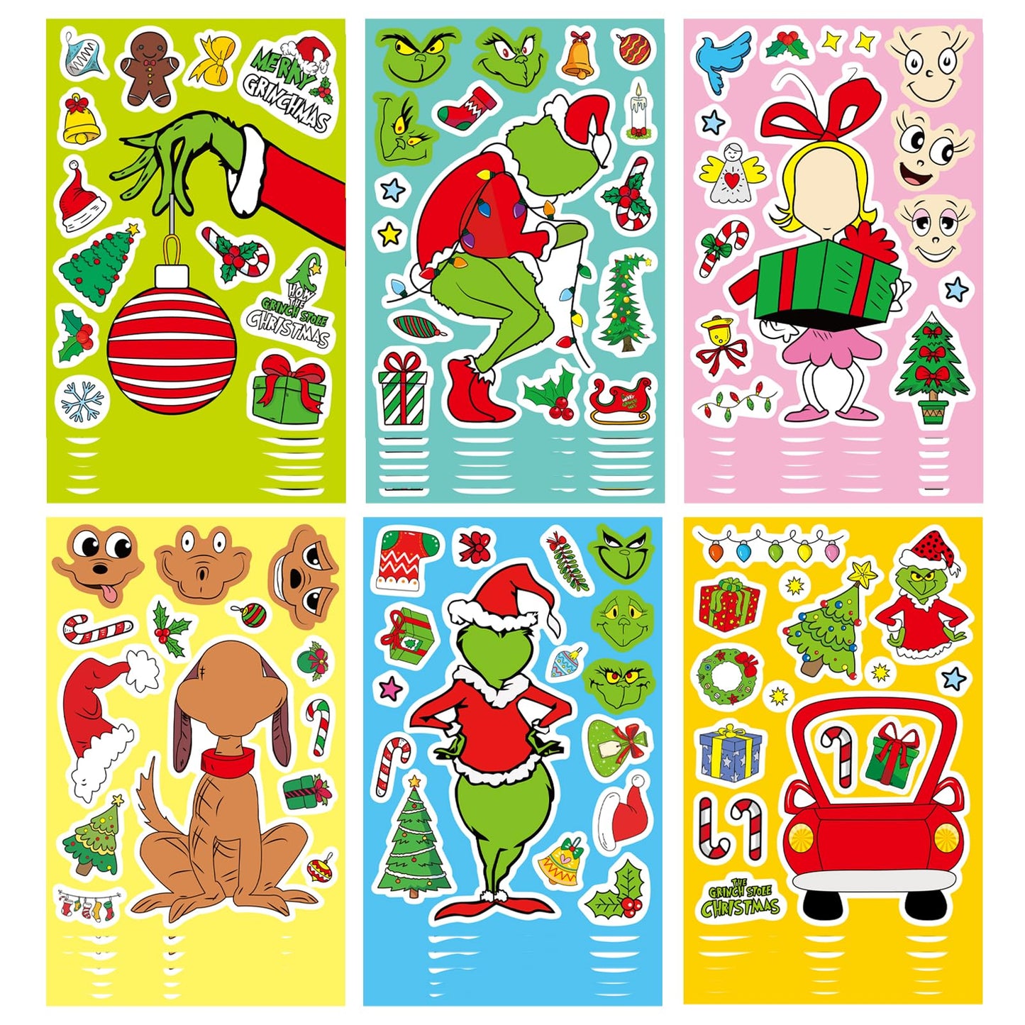 Christmas Make-a-Face Holiday Sticker Sheets – 36 Pack