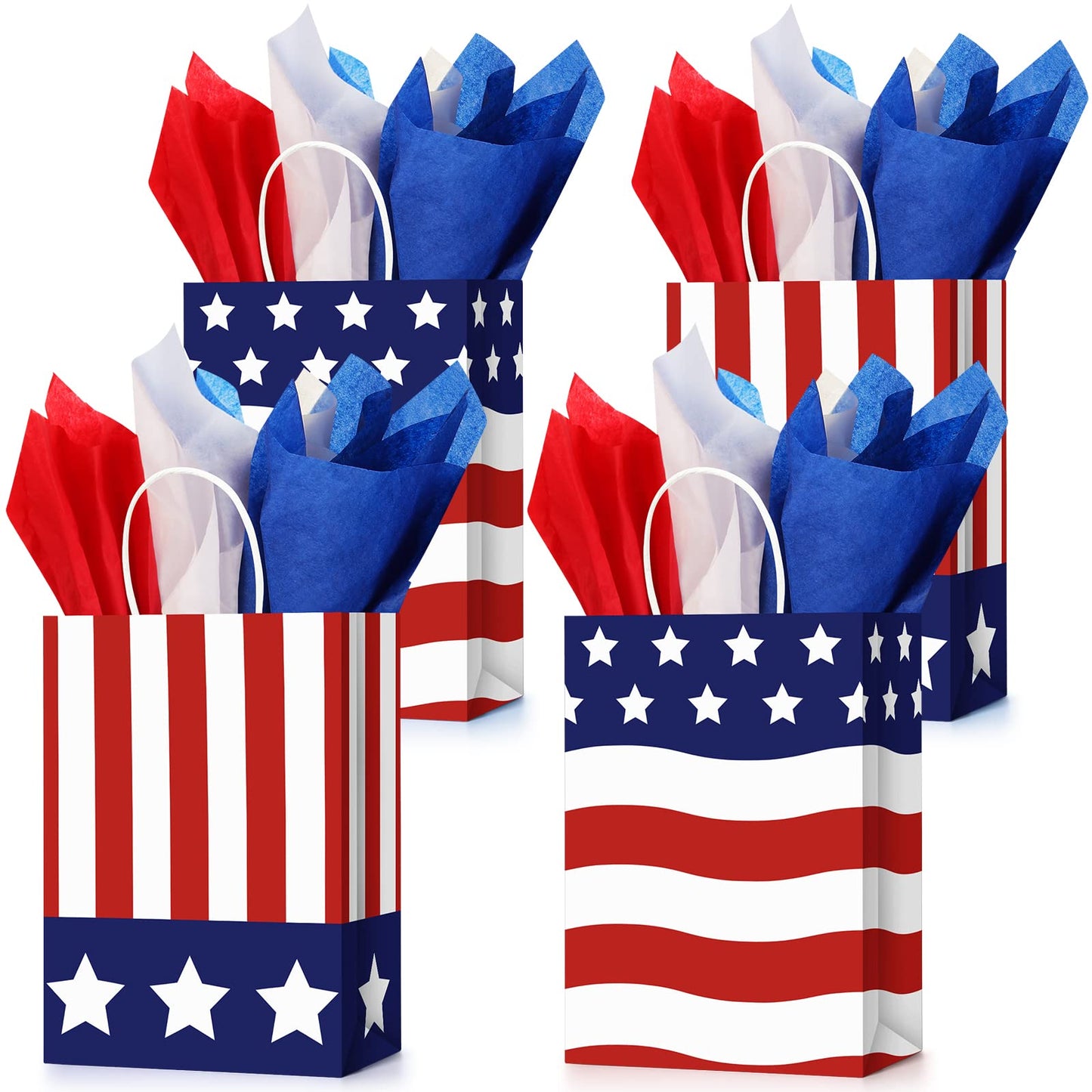 4th of July Patriotic Gift Bags with Tissue Paper