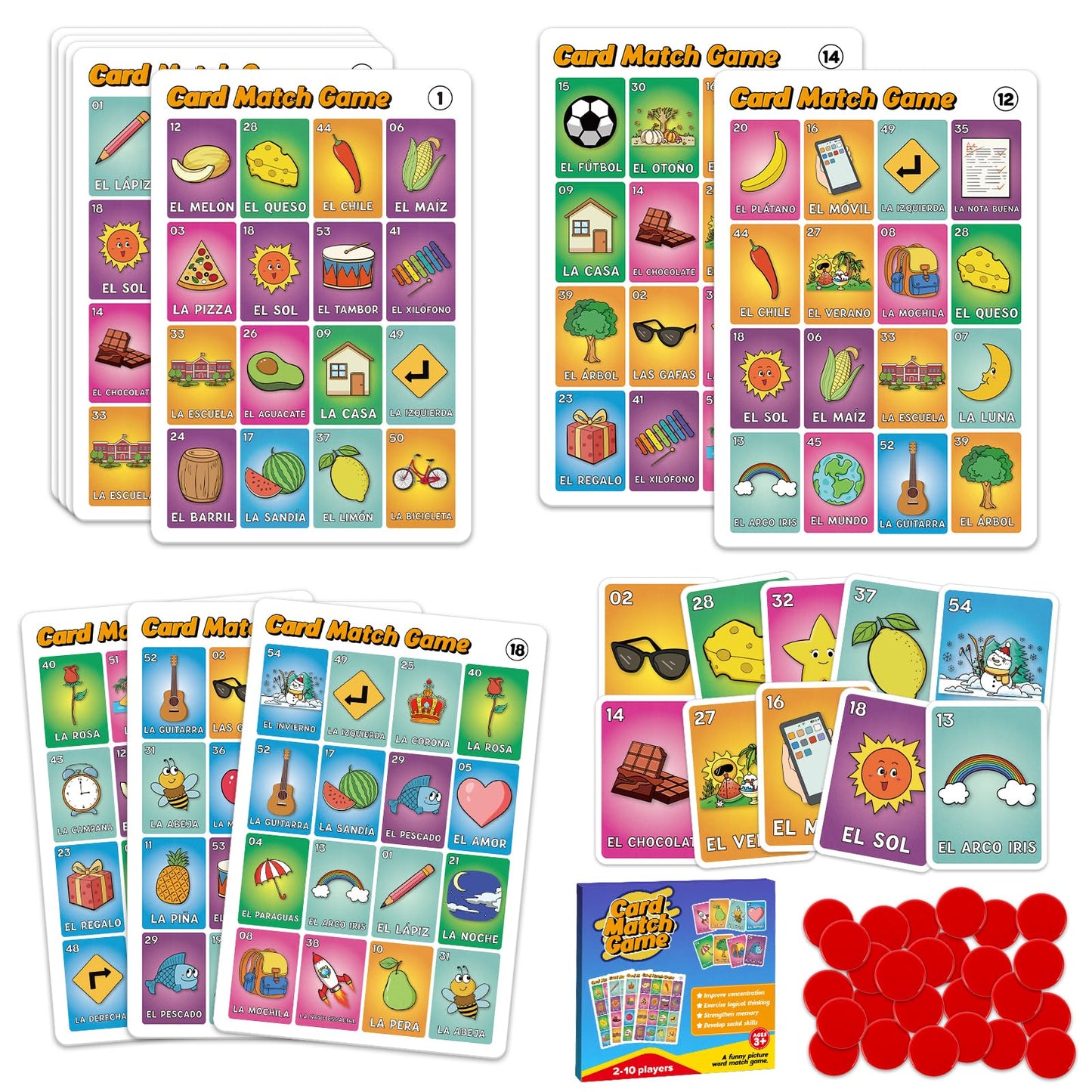 Quilinz Loteria Mexican BingoJuegos de mesaSight Word Bingo Games for KindergartenGreat for Learning SpanishToddler Matching Gamesequence for kidsPreschool Learning ActivitiesFamily Board Games