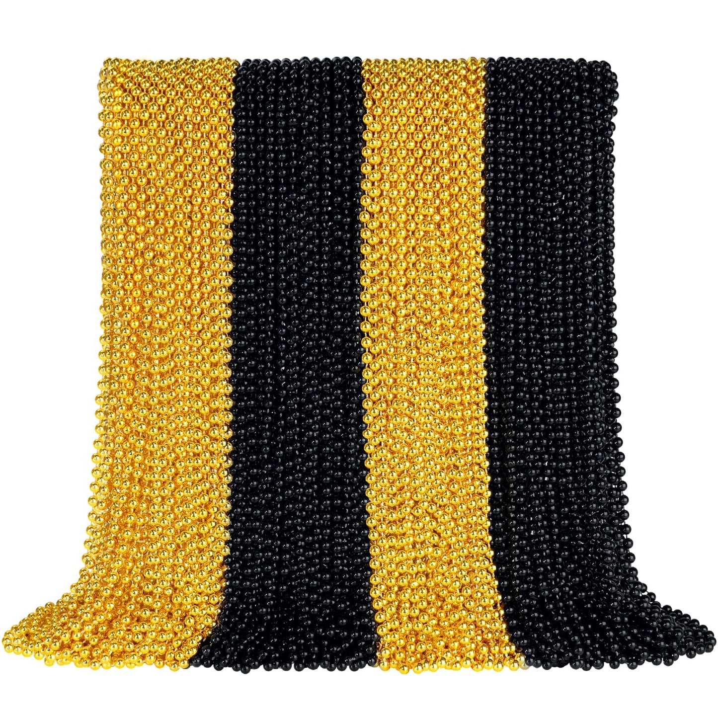 Gold & Black Bead Necklaces – 144 Pack, New Year & Mardi Gras