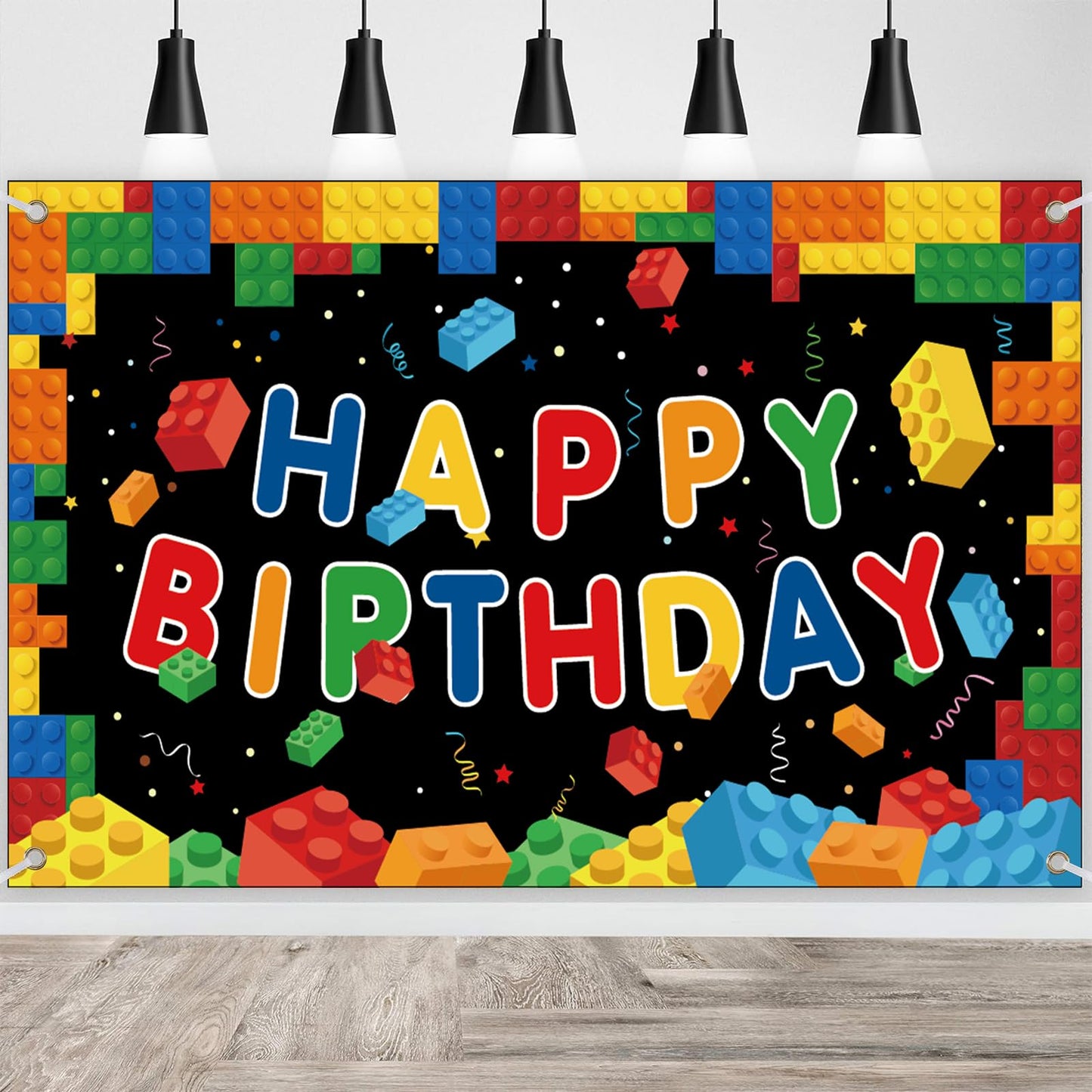 Building Blocks Birthday Party Photography Backdrop – 71 x 43 Inch