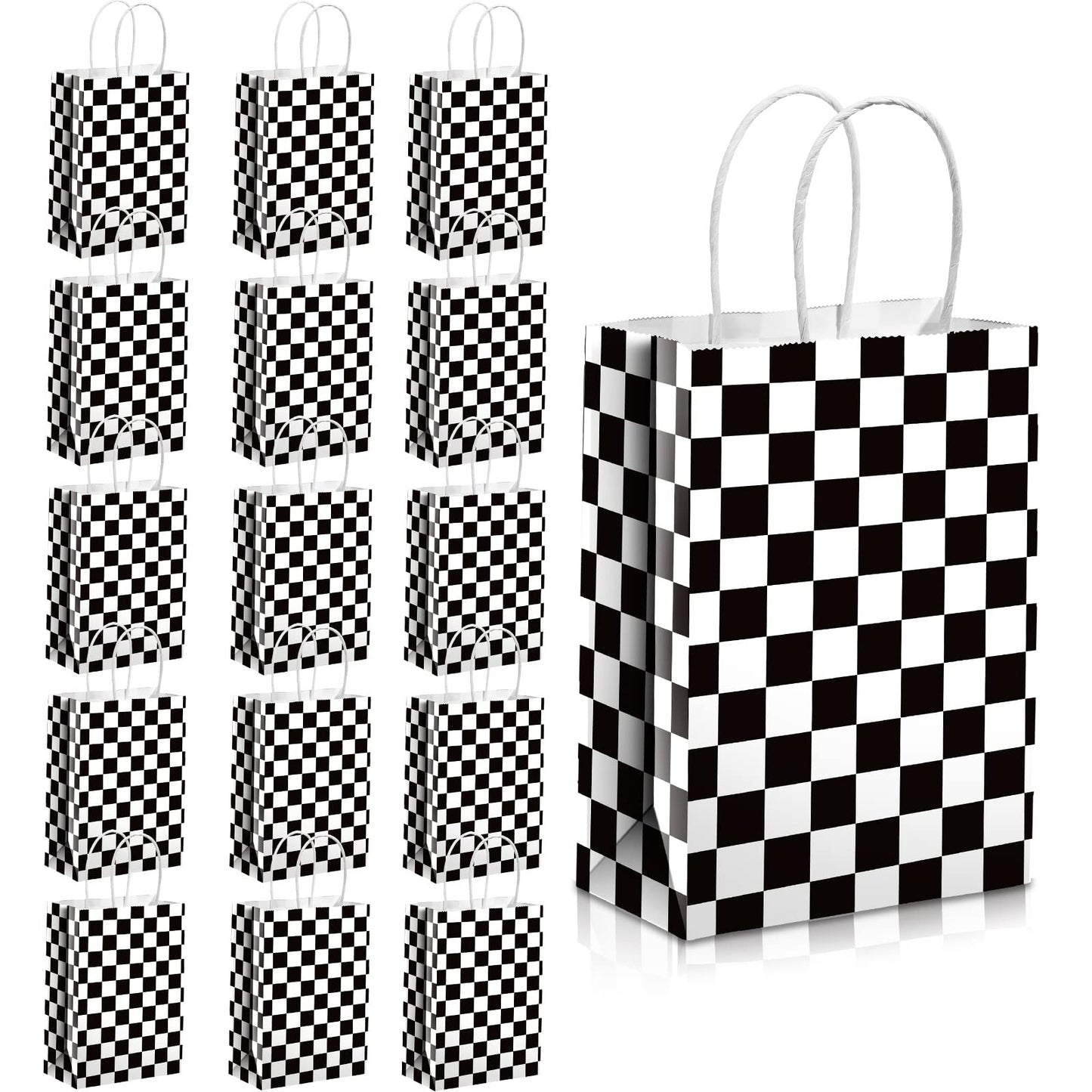 Checkered Race Car Party Favor Treat Bags - 16 ct