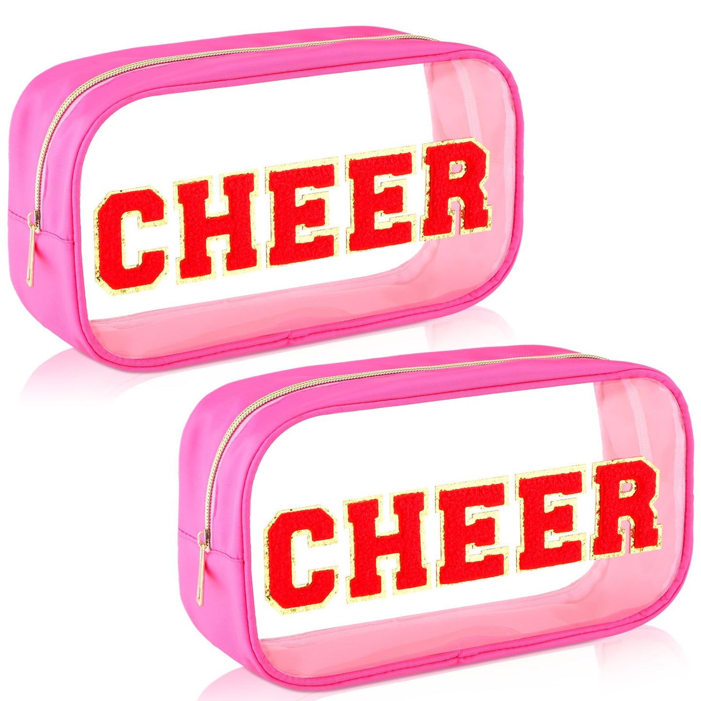 Cheer Clear Makeup Bag with Letter Patch – 2 ct