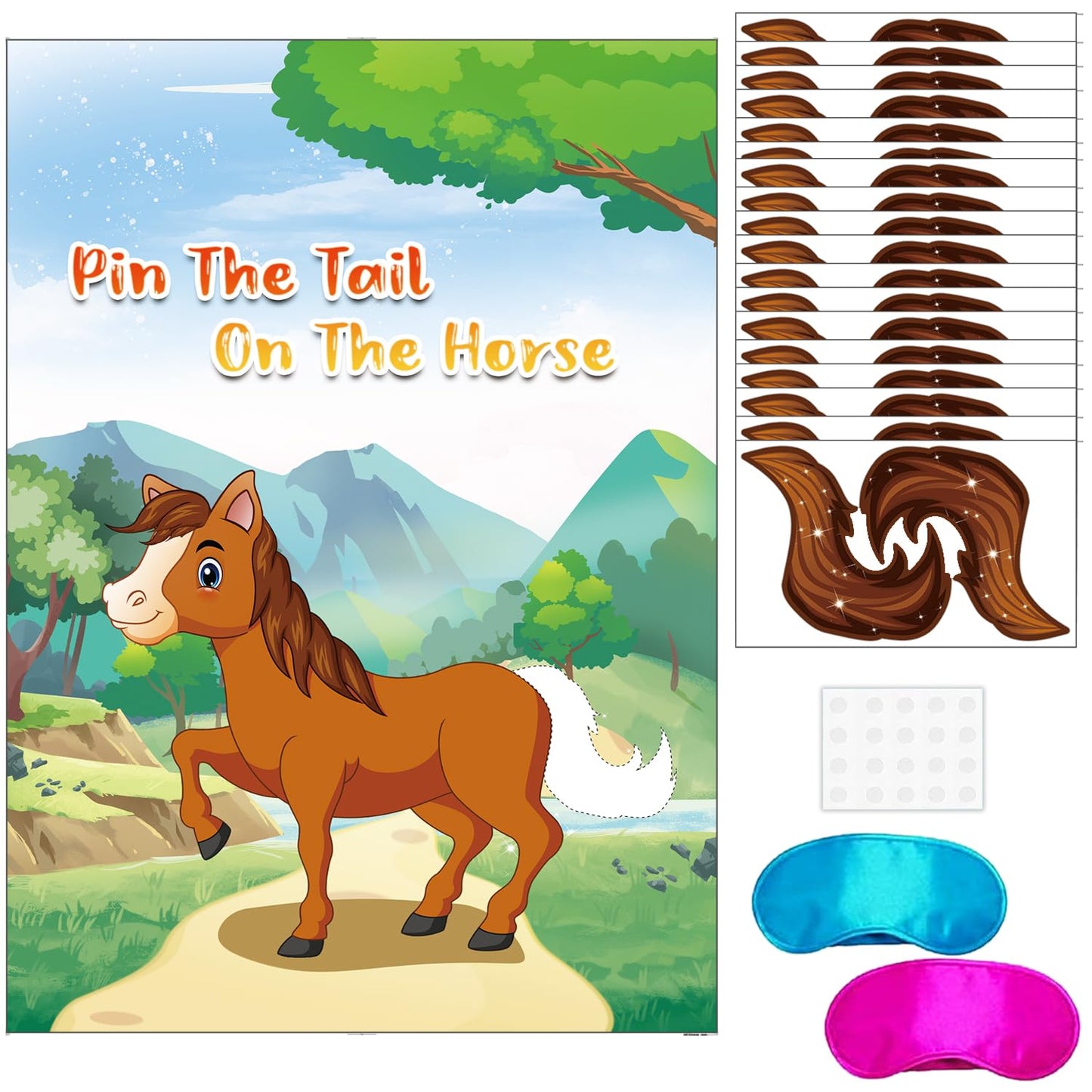 Pin the Tail on the Horse Party Game for Kids Birthday