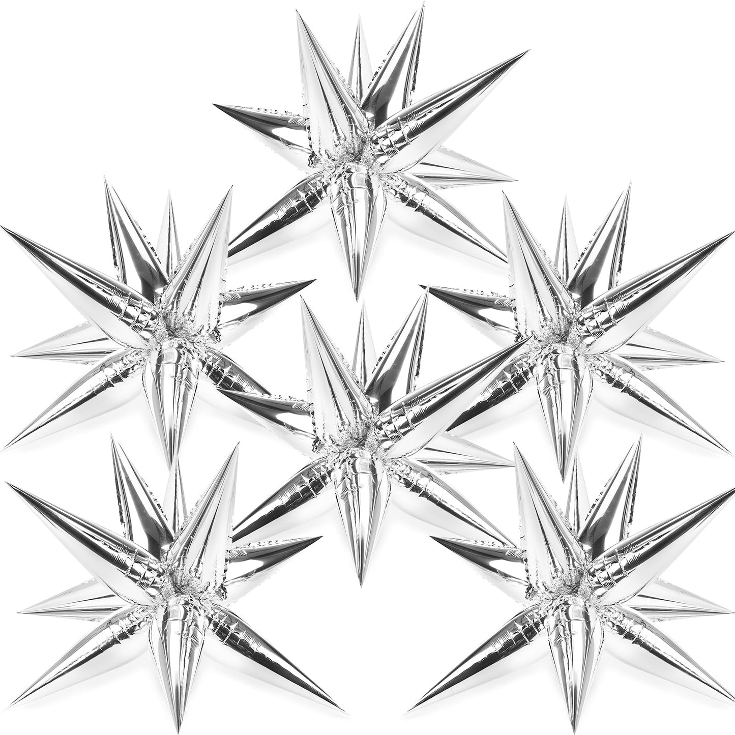 Silver Foil Spike Star Balloons