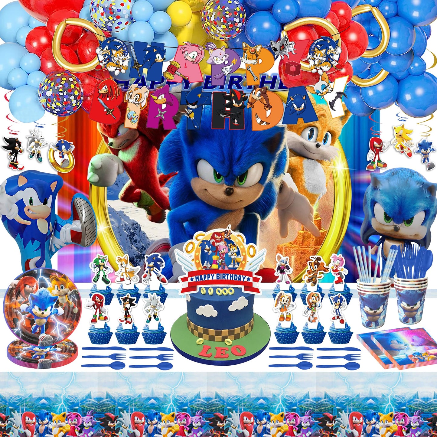 Birthday Party Kit with Tableware, Balloons & Decorations