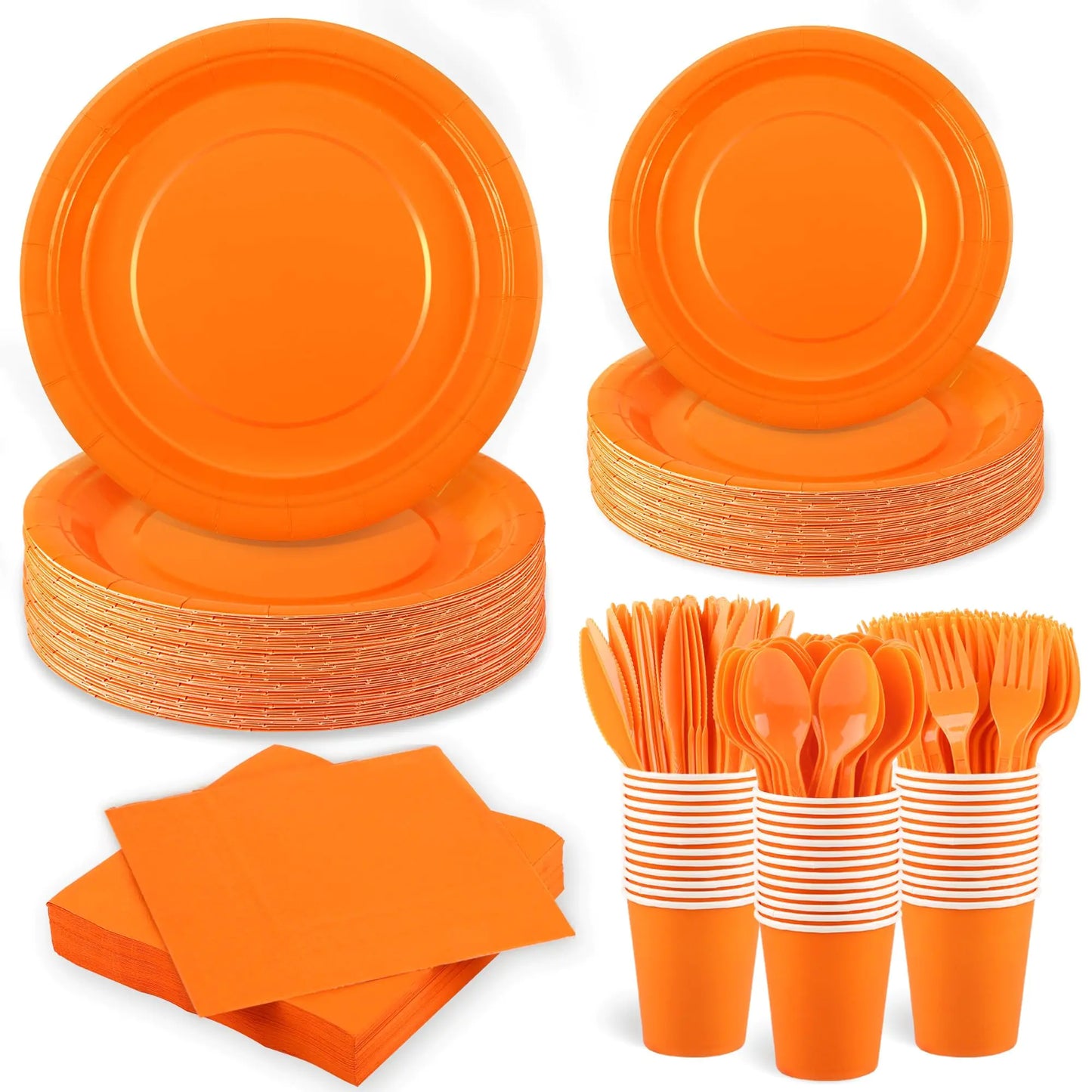 Orange Party Dinnerware Set - 350 ct, 50 Guests