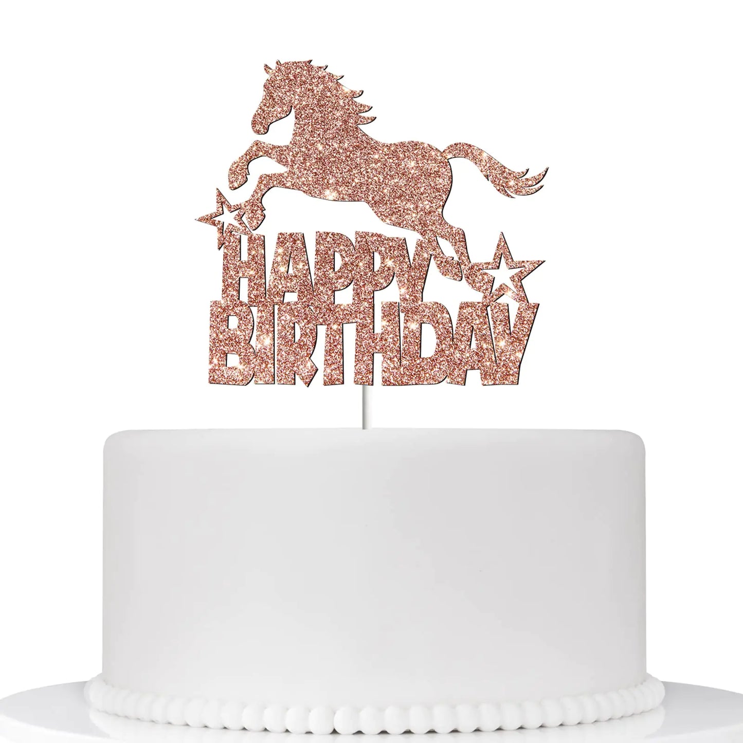 Rose Gold Equestrian Cake Topper