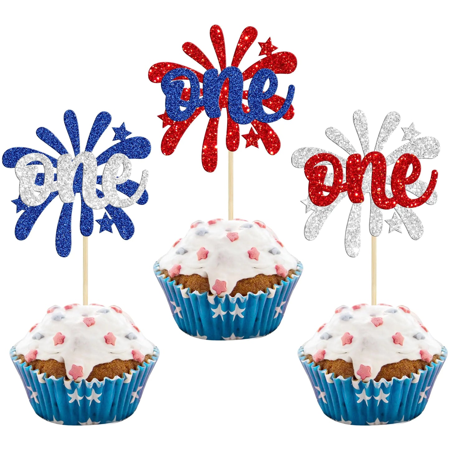 Patriotic First Birthday Cupcake Toppers