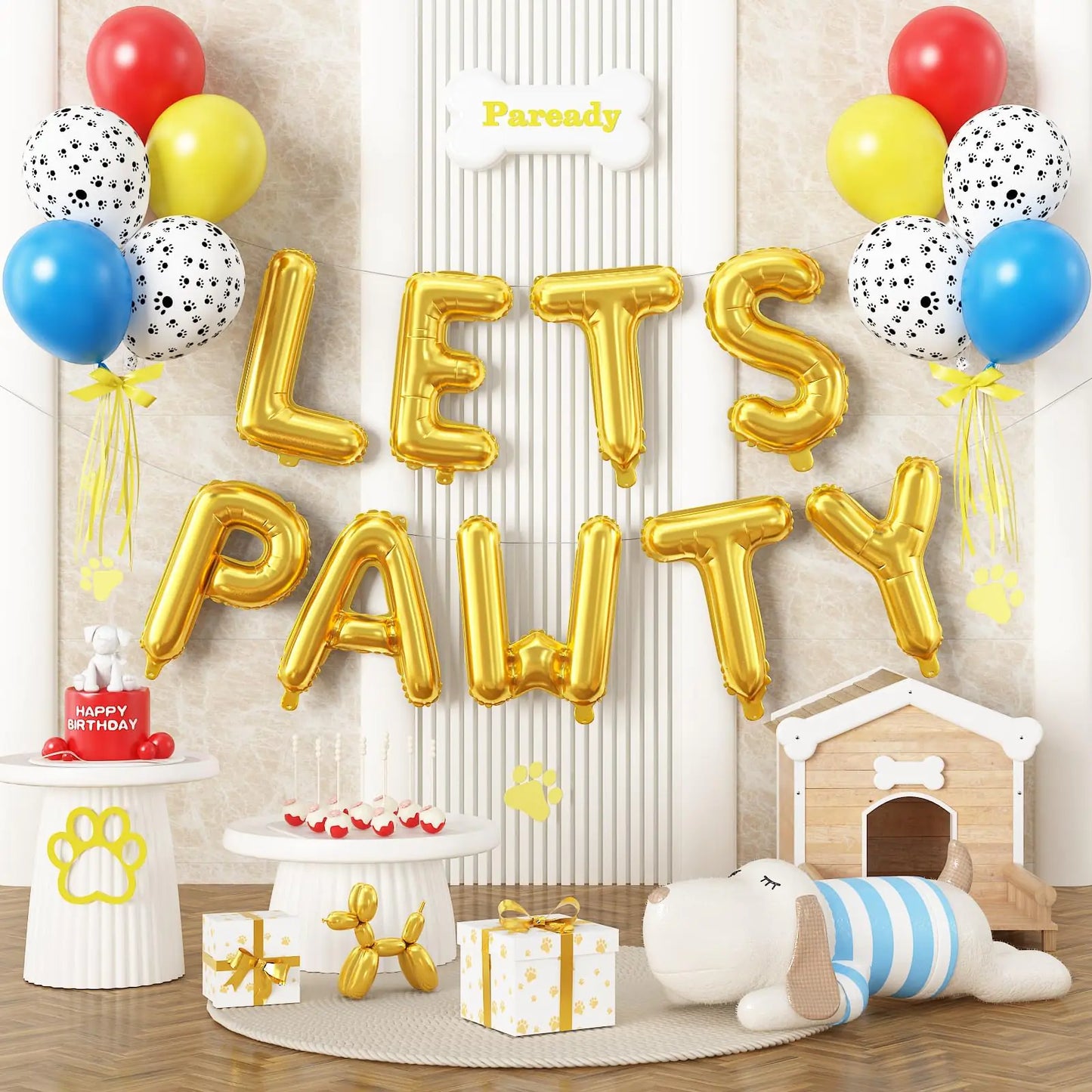 Dog Paw Lets Pawty Balloon Set