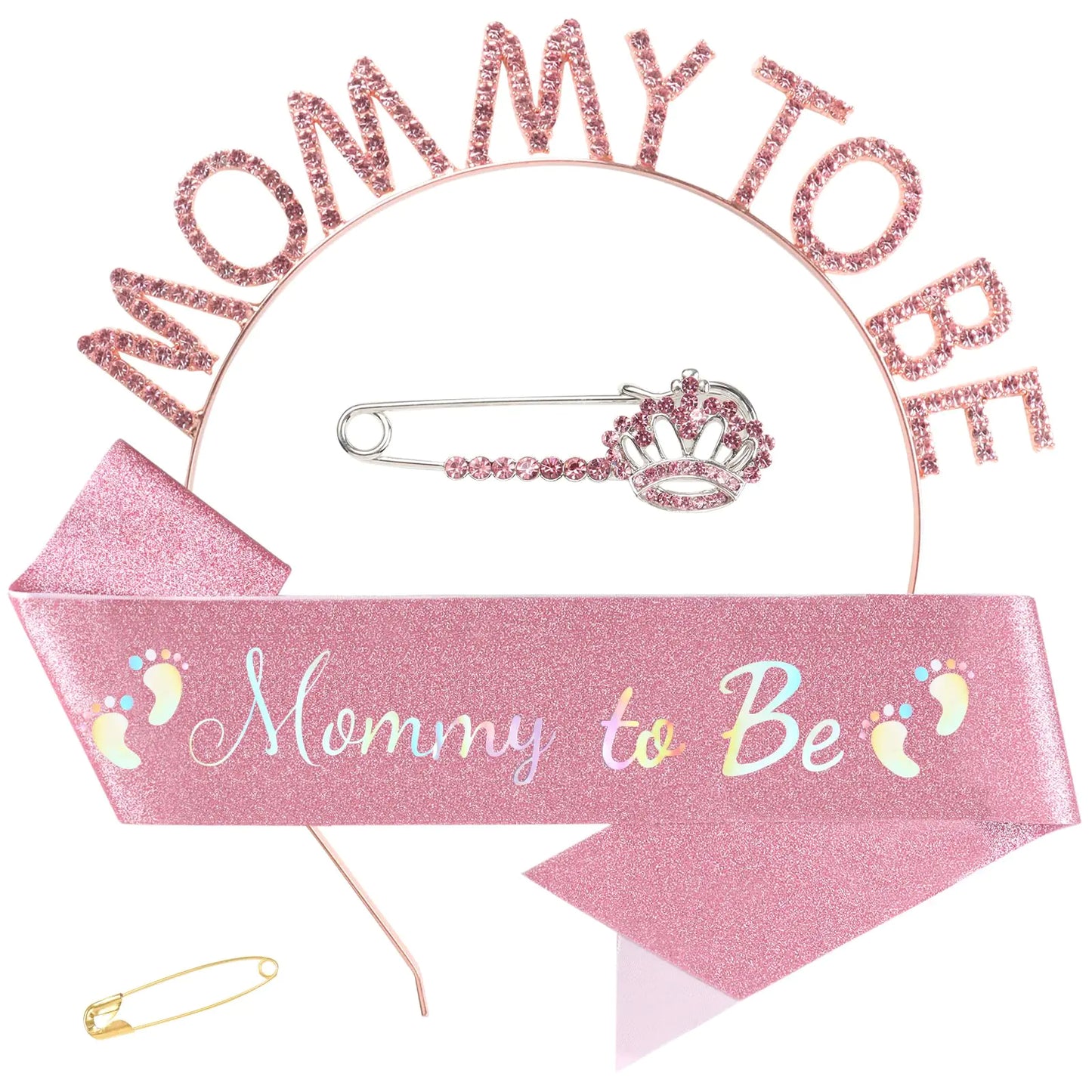 Pink Mom-to-Be Sash & Tiara Baby Shower Set