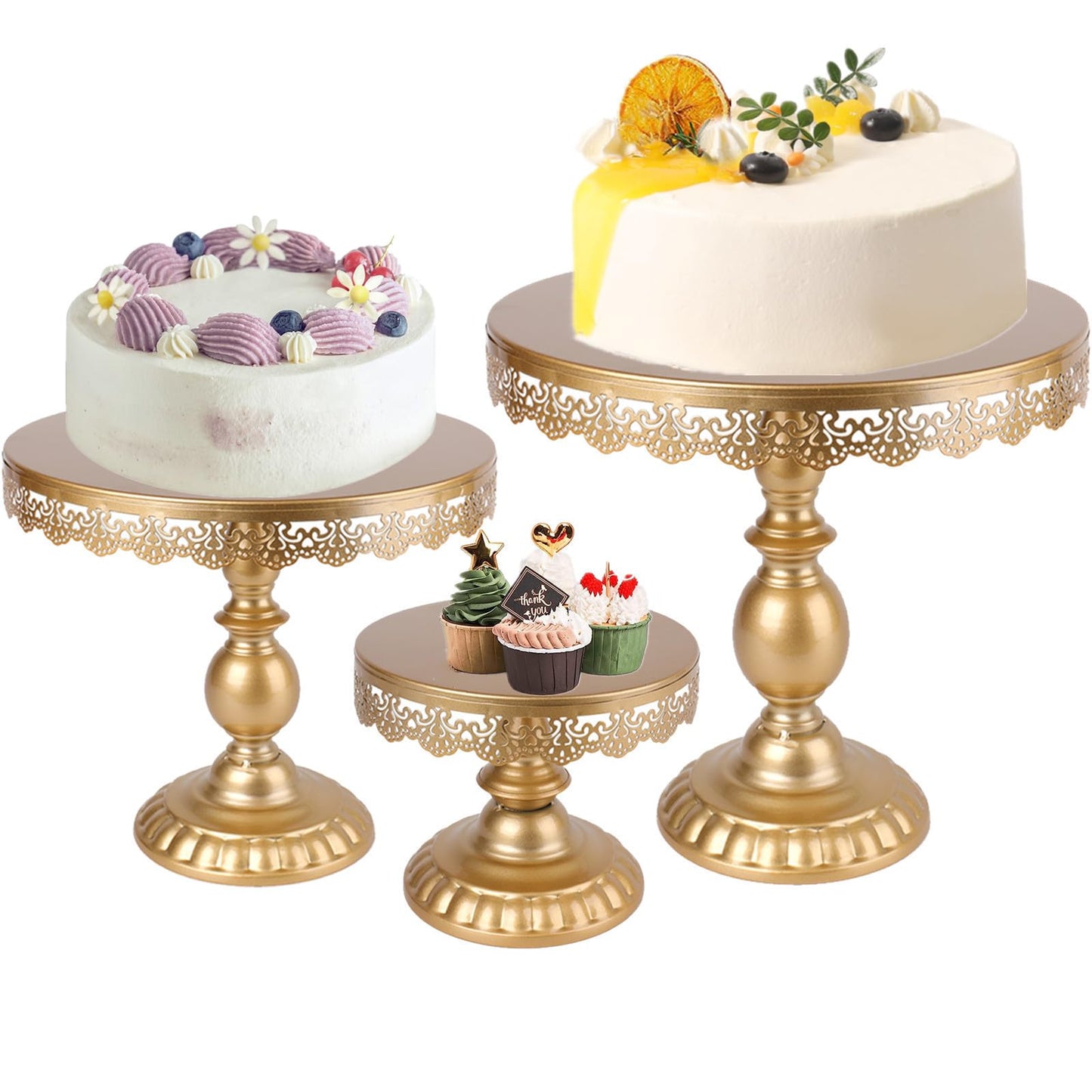 Gold Metal Cake & Dessert Stand Set – 3 Piece