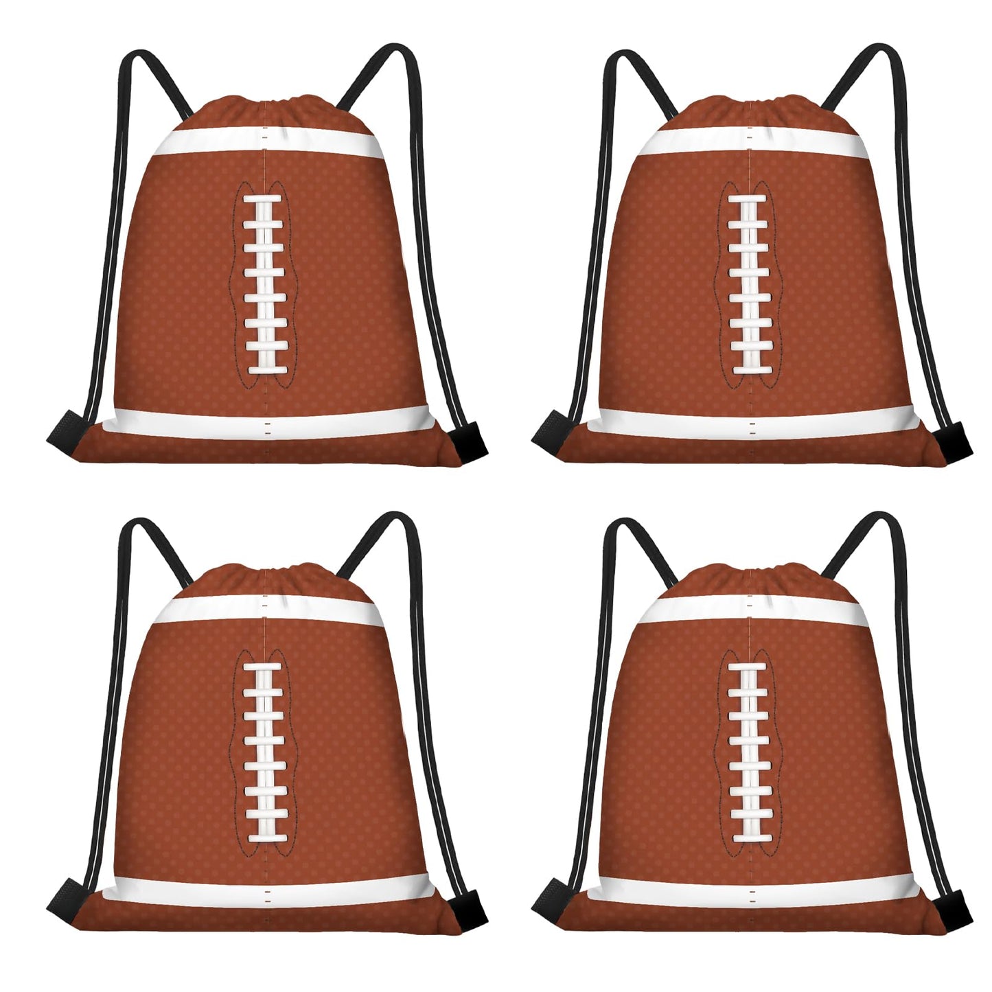 Football Brown Drawstring Party Favor Bags