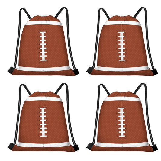 Football Brown Drawstring Party Favor Bags