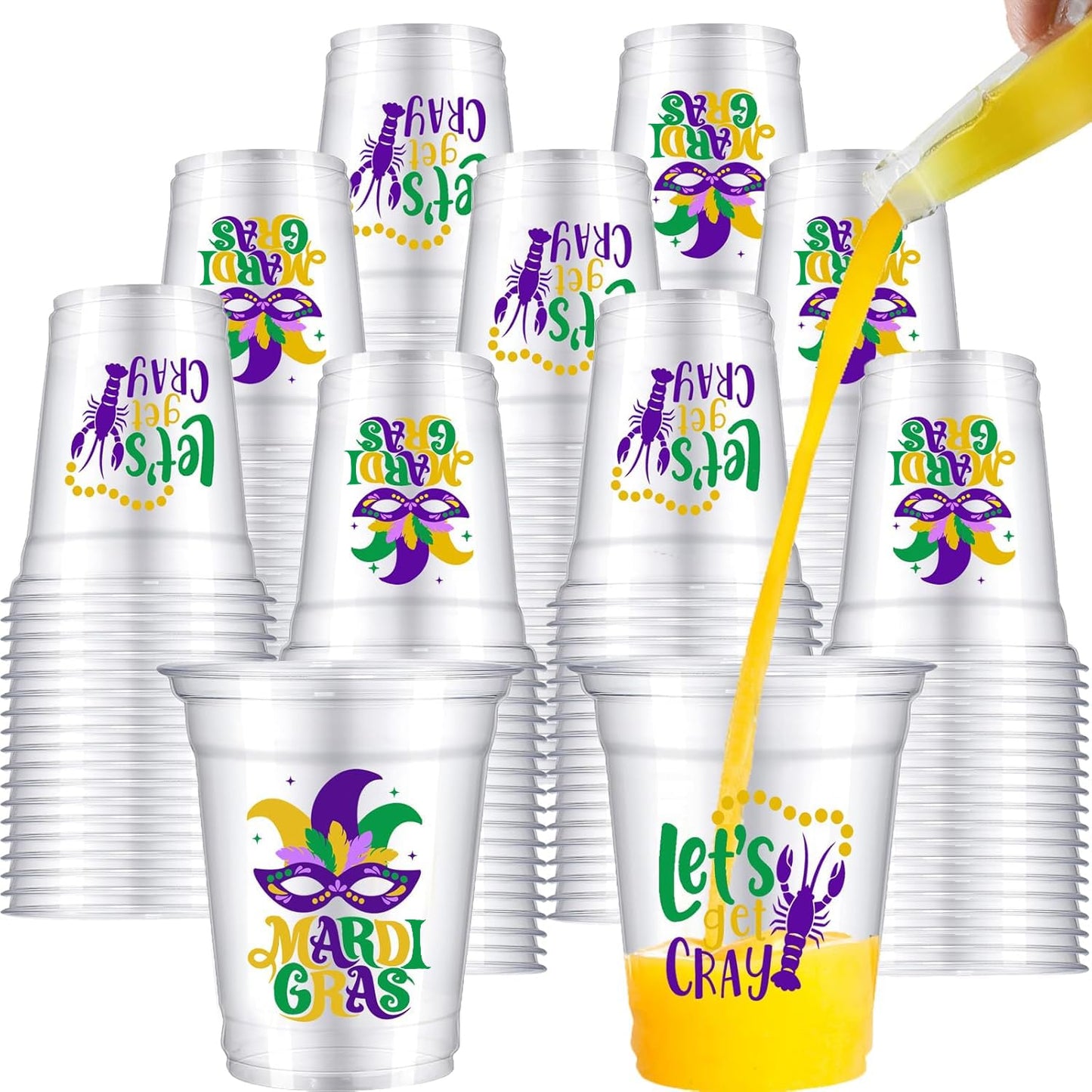 Mardi Gras Festive Clear Plastic Party Cups