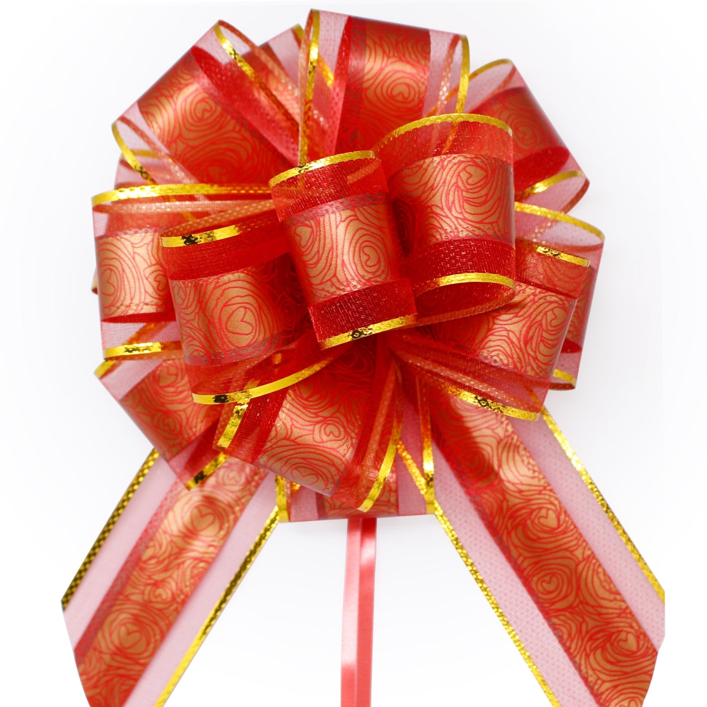 FQTANJU 5 PCS Gift Bows 6 inches Pull Bow for Gift Baskets Party Birthday Gift Wedding Ribbon Bows for Wrapping Boxes or Flower Bouquets Valentines Day Gift Decorations (Red)