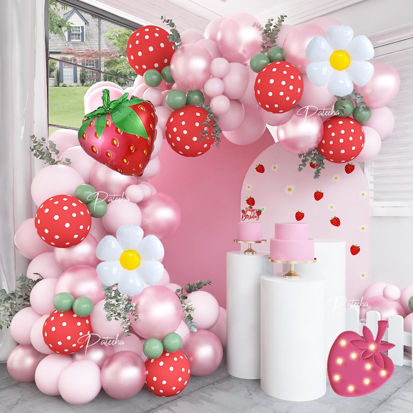 Strawberry Berry First Birthday Balloon Arch Garland Kit – 12 Ft