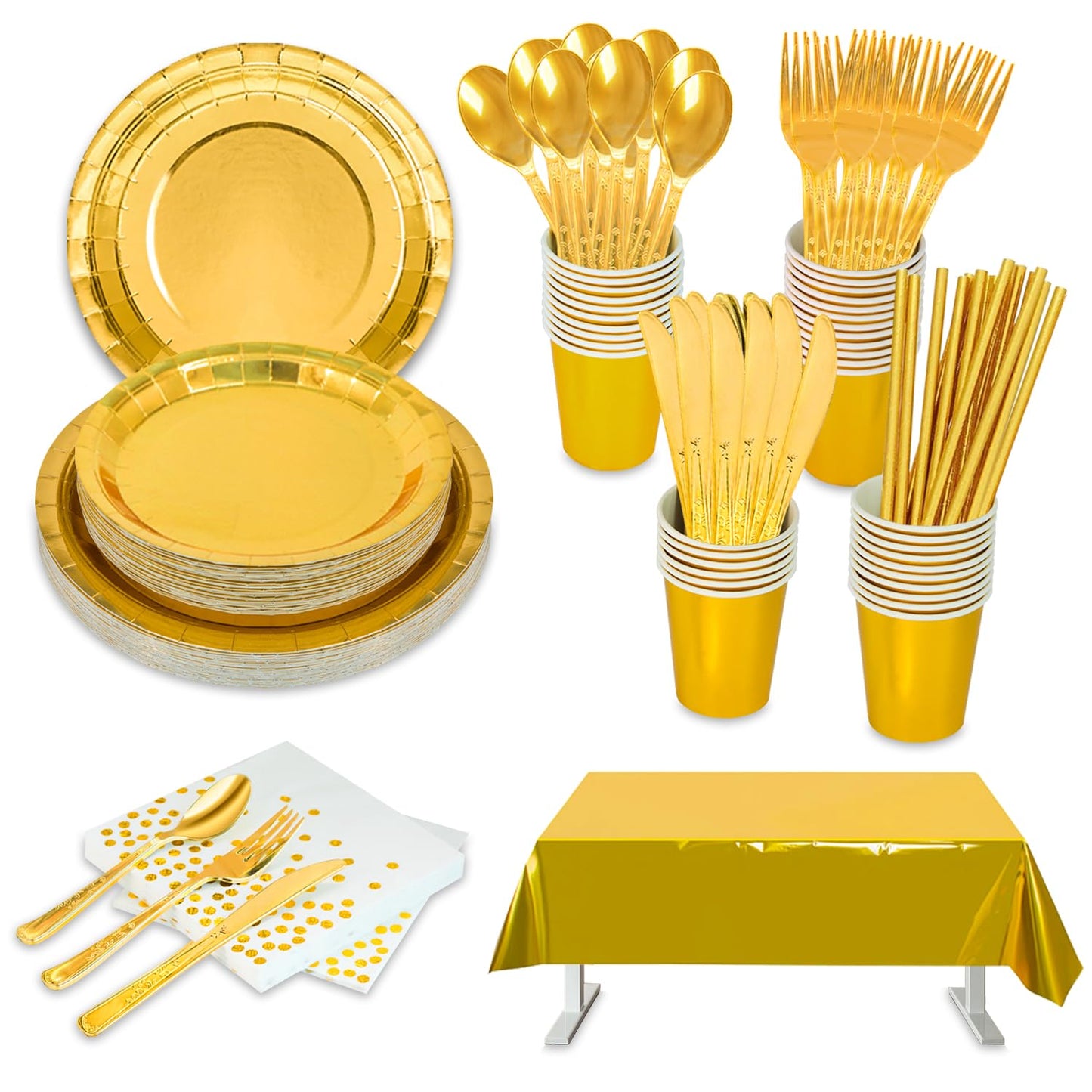 Gold Disposable Party Dinnerware Set - 201 ct, 25 Guests