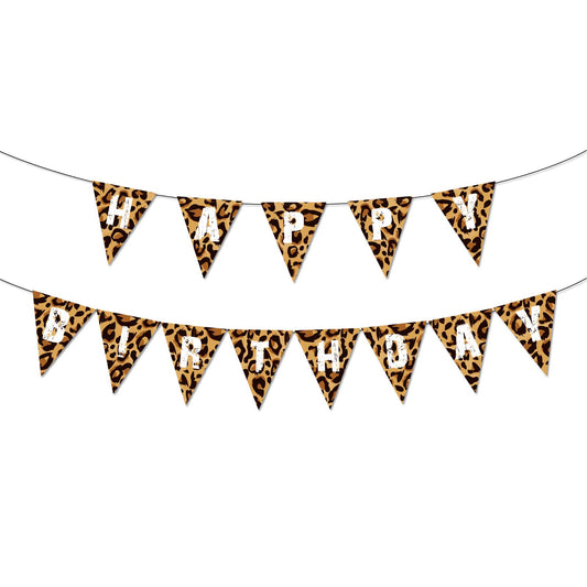 Leopard Print Wild Happy Birthday Banner