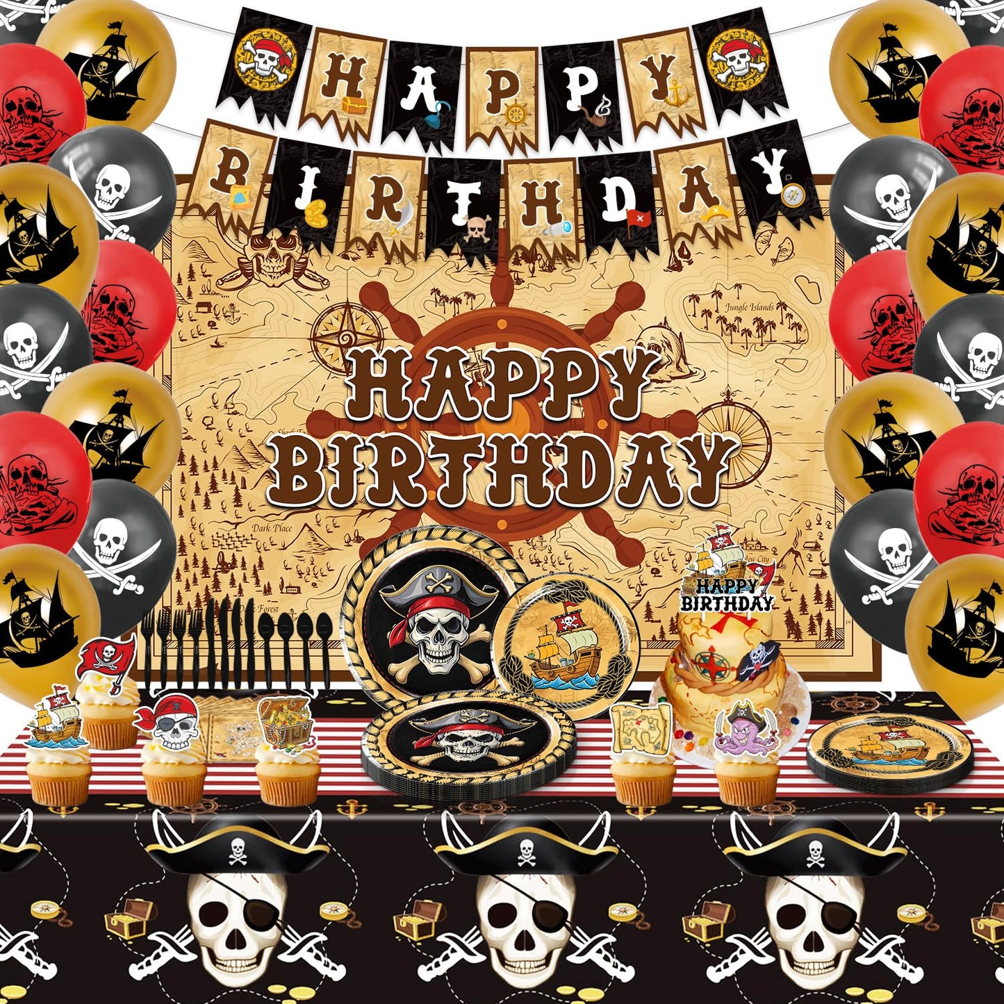 Pirate Birthday Party Decoration Complete Set – 120 Piece