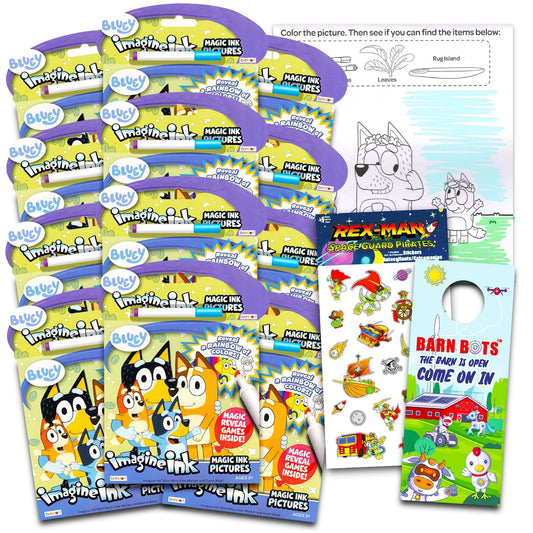 Blue Puppy Character Magic Ink Coloring Books Party Favors - 12 ct