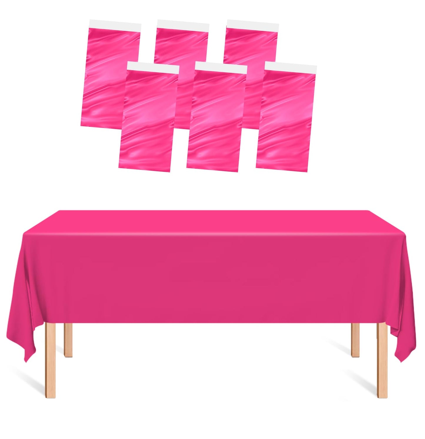 Hot Pink Premium Plastic Table Covers 54x108 Inch – 6 Pack