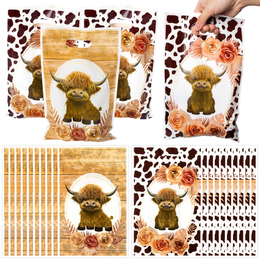 Highland Cow Plastic Party Favor Bags – 50 ct