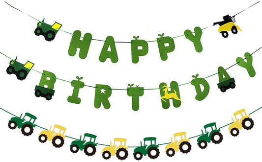 Green Tractor Birthday Banner Set – 2 Pack