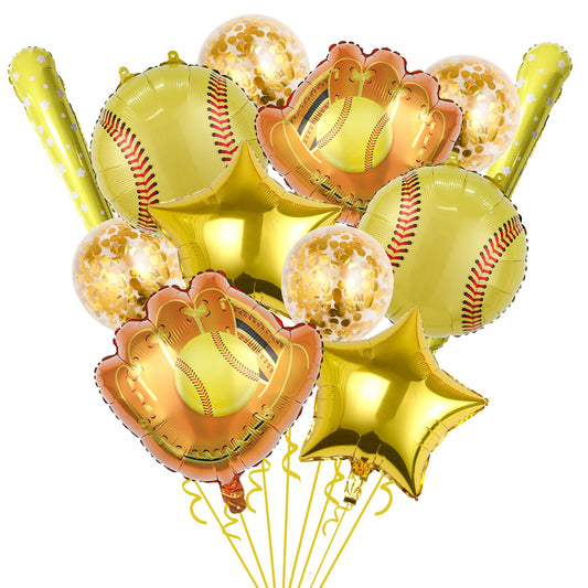 Softball Foil Balloon Set – 12 Piece