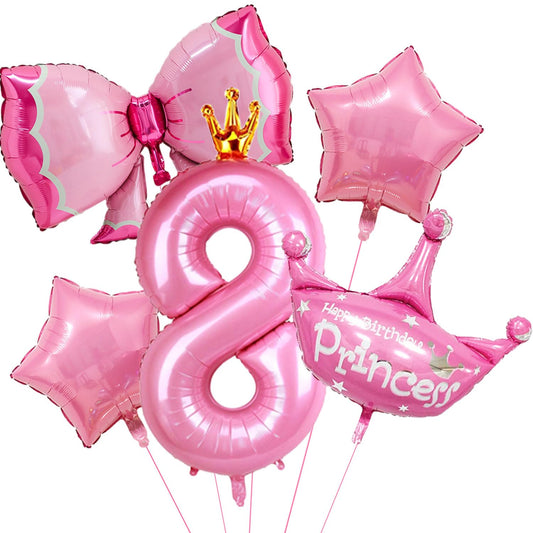 Princess Pink 8th Birthday Balloon Set