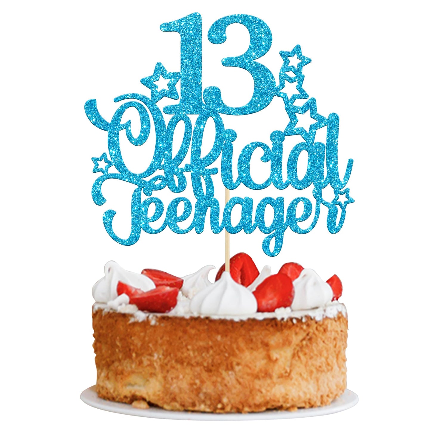 Ephlyn 1 Pack 13 Official Teenager Cake Topper Glitter Number 13 13th Birthday Cake Pick Decorations for Teen 13th Birthday Party Supplies Blue