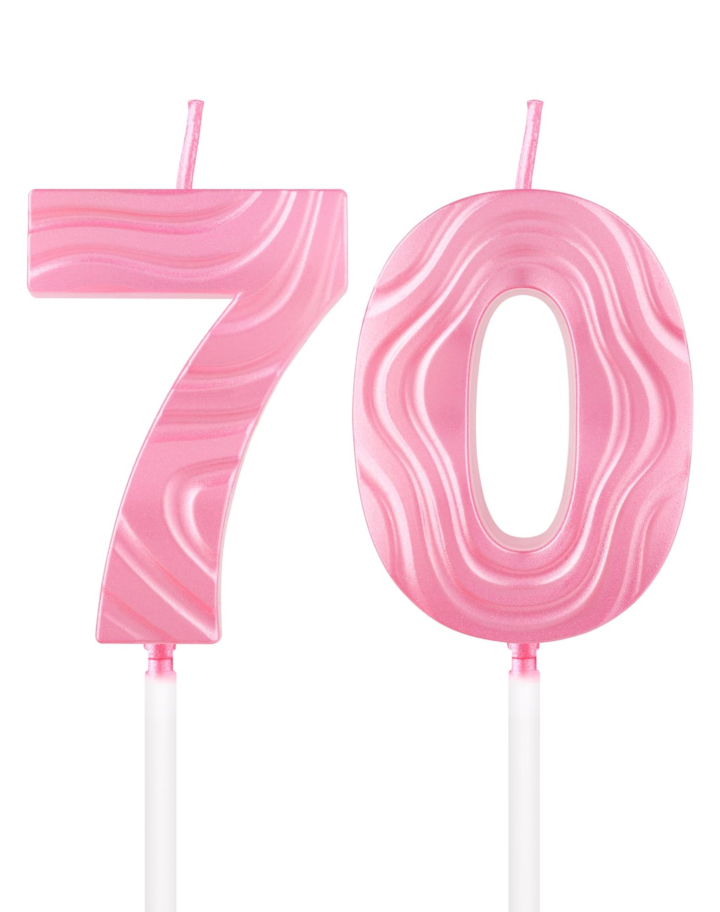 Pink 3D Glitter Number 70 Birthday Candle