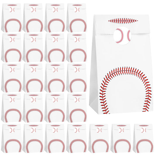 Baseball Paper Treat Bags with Stickers - 24 ct
