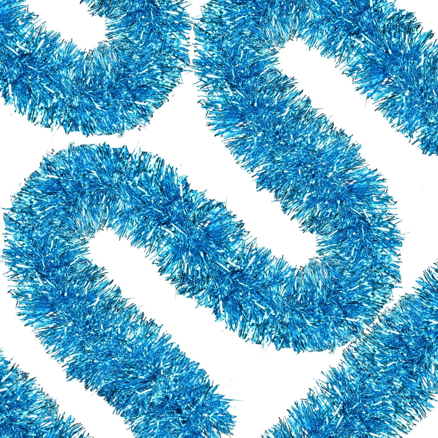 Sky Blue Christmas Tinsel Garland – 50 Feet, Thick & Fluffy