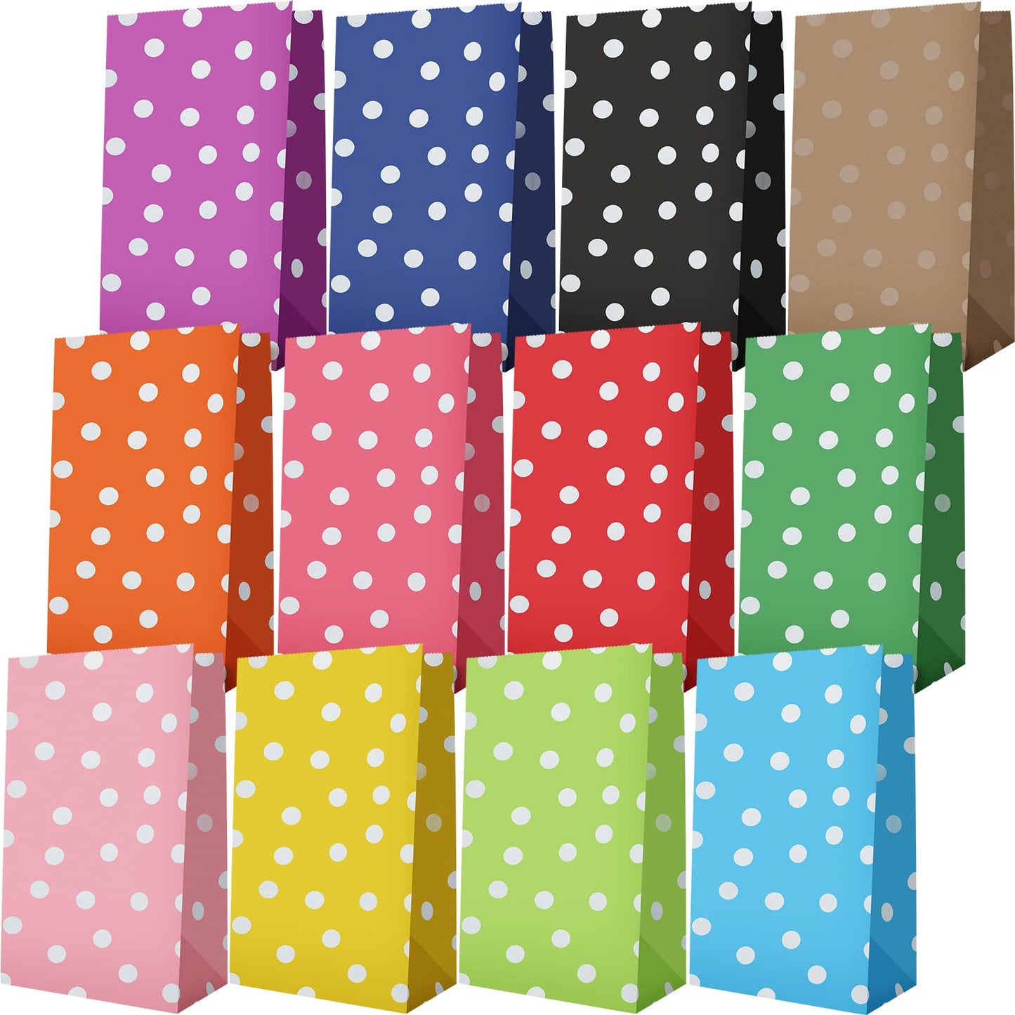 120 Pcs Party Favor Bags Goodie Bags Dot Party Bags Polka Dot Paper Bags 12 Colors Treat Bags Paper Goody Bags Small Gift Bags for Kids Birthday Party Wedding Supplies 5.1 x 3.1 x 9.4 Inch Colorful
