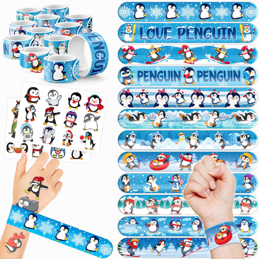 Penguin Party Favours – 48 Piece, Tattoos & Slap Bracelets