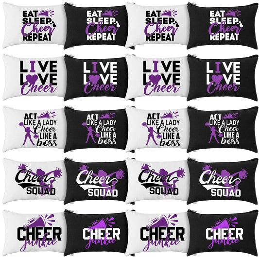 Cheer Canvas Makeup Bags – 20 Pack, Purple