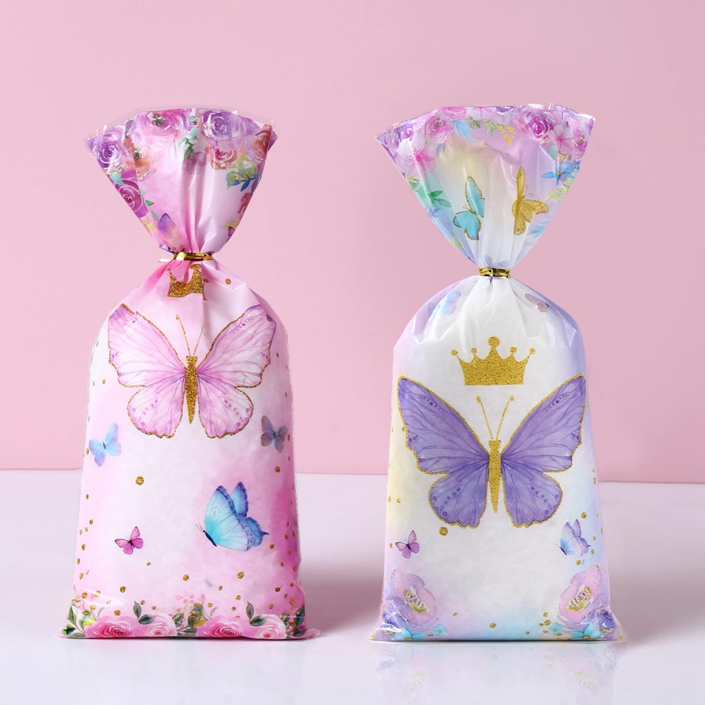 Purple & Pink Butterfly Candy Gift Bags – 100 Pack